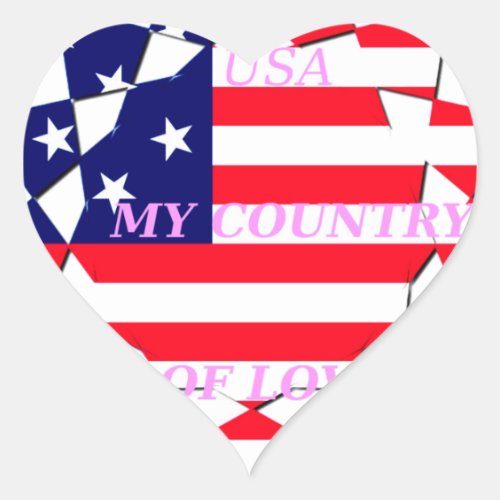 United States of America Flag  Heart Sticker