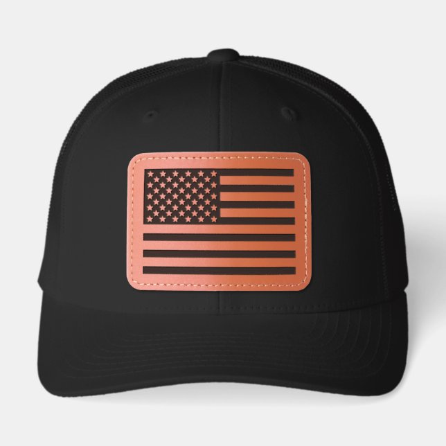 United States of America Flag Leather Patch Hat (Front)