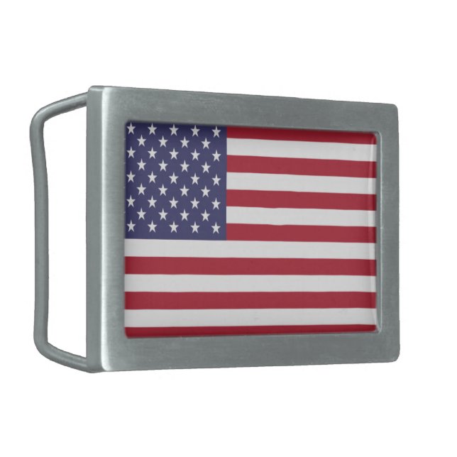 United States of America flag red white and blue Belt Buckle (Front Left)