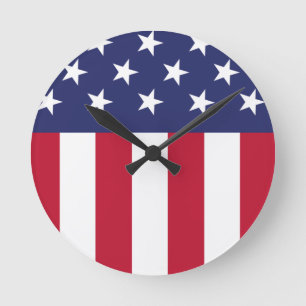 United States of America Flag Round Clock