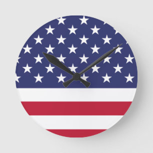 United States of America Flag Round Clock