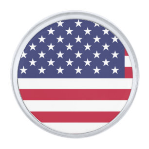 United States of America Flag Silver Finish Lapel Pin