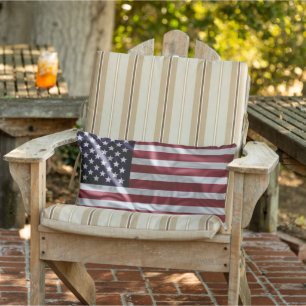 United States of America Flag, Vintage Flapping Lumbar Pillow