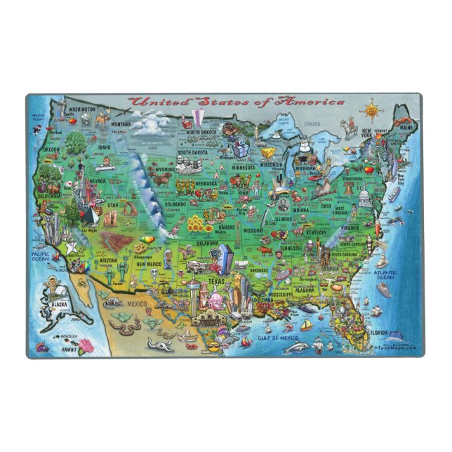 United States of America Fun Map Placemat (Front)