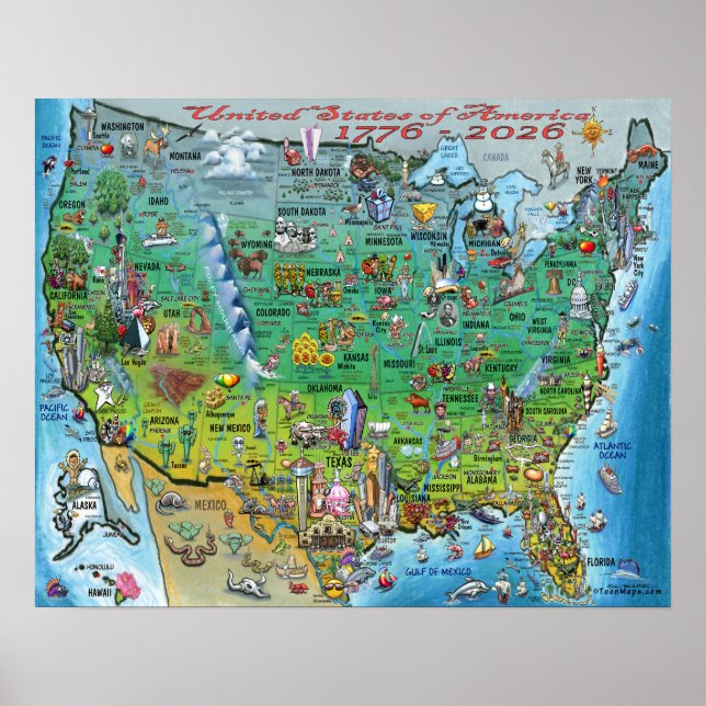 United States of America Fun Map Poster (Front)