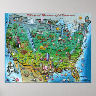 United States of America Fun Map Poster