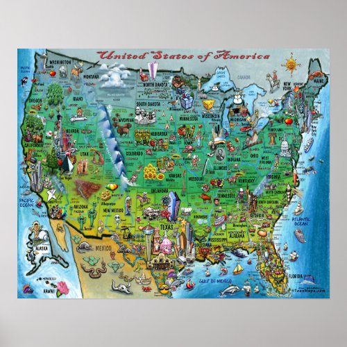 United States of America Fun Map Poster
