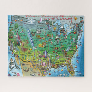 United States of America Fun Map Poster Jigsaw Puzzle