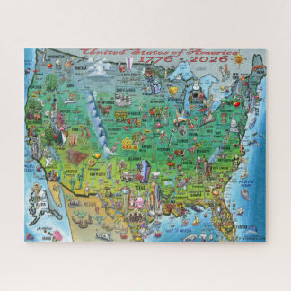 United States of America Fun Map Poster Jigsaw Puzzle