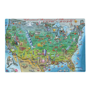 United States of America Fun Map Poster Placemat