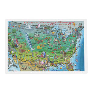 United States of America Fun Map Poster Placemat