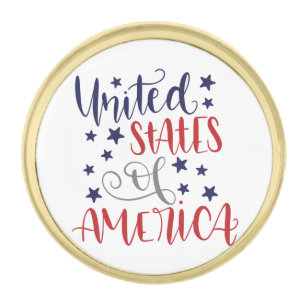 United States Of America Gold Finish Lapel Pin