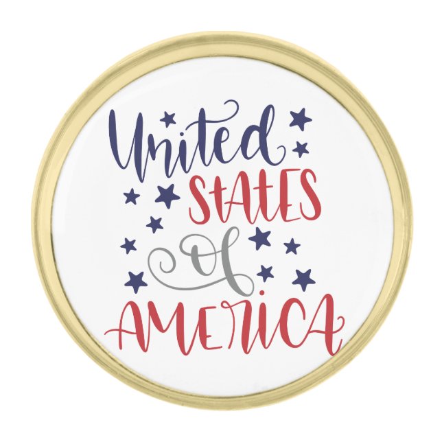 United States Of America Gold Finish Lapel Pin (Front)