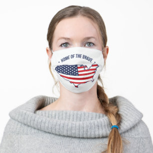 United States of America   Home of The Brave Adult Cloth Face Mask