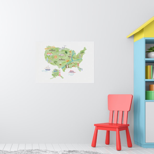 United States of America Illustrated Map Poster (Nursery 1)