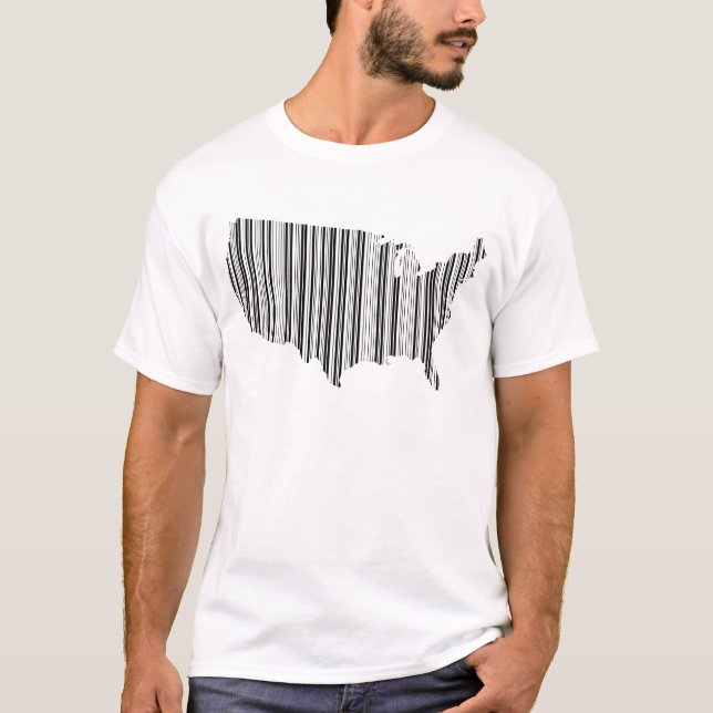 United States of America in Bar Code T-Shirt (Front)