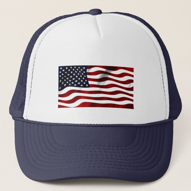 UNITED STATES OF AMERICA MAP AND FLAG TRUCKER HAT (Front)
