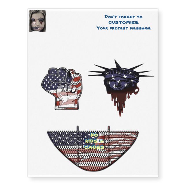 United States of America Protest message facepaint Temporary Tattoos (Front)