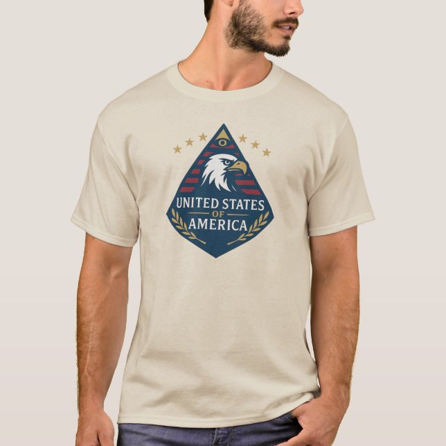 United States of America Pyramid Eagle Emblem T-Shirt (Front)