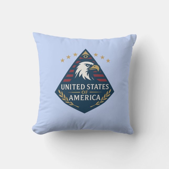 United States of America Pyramid Eagle Emblem Throw Pillow (Front)