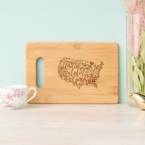 United states of America state map outline wedding Cutting Board