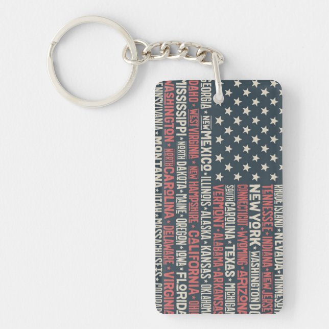 United States Of America |States & Capitals Keychain (Front)