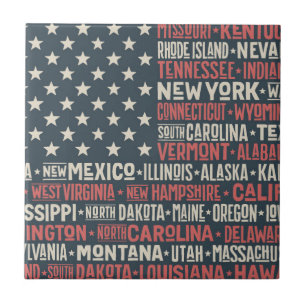 United States Of America States & Capitals Tile