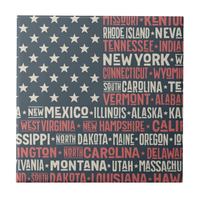 United States Of America |States & Capitals Tile (Front)