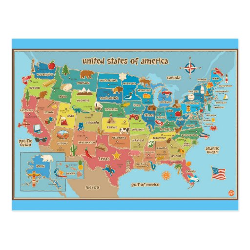 United States of America Symbol Map Postcard | Zazzle