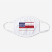 United States of America USA American Flag White Cotton Face Mask