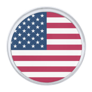 United States of America USA flag patriotic Silver Finish Lapel Pin