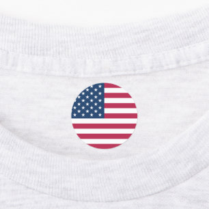 United States of America USA flag round iron on Kids' Labels