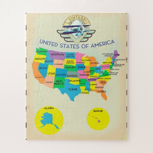 United States of America vintage style Map Jigsaw Puzzle