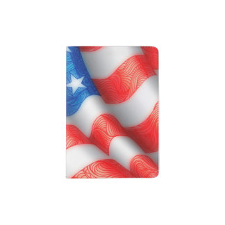 United States of America Wavy Flag Zen Doodle Art Passport Holder