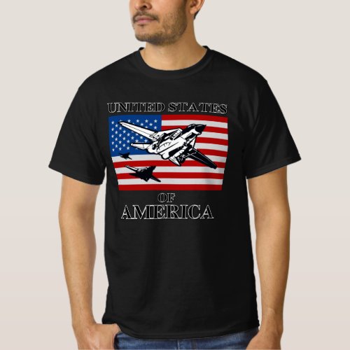 United States of America with three Fighter Jets T T_Shirt