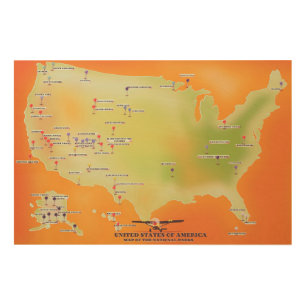 united states of american national parks map wood wall art