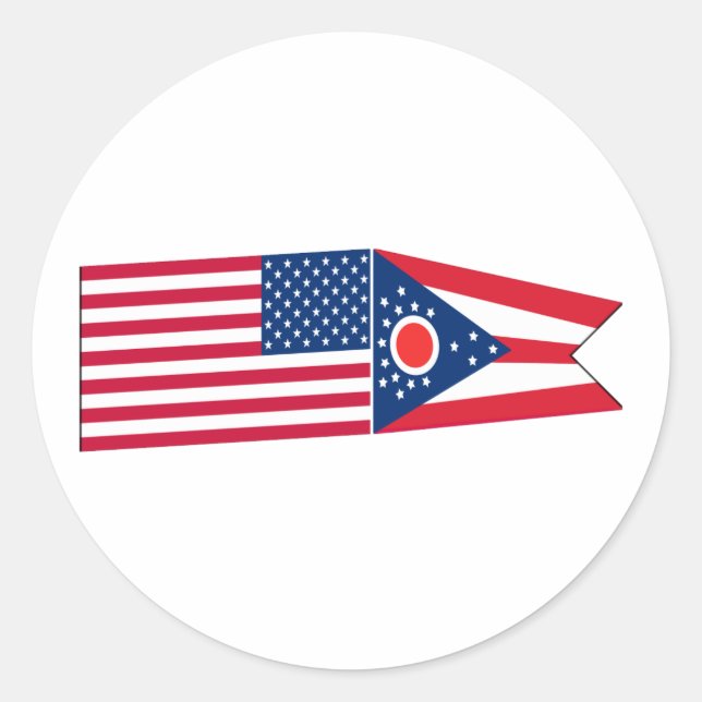 United States & Ohio Flags Classic Round Sticker (Front)
