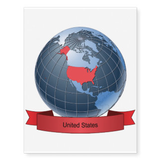 United States On The Globe Temporary Tattoos