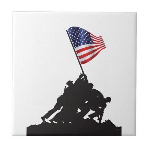 United States Patriot Flag and Military Ceramic Tile