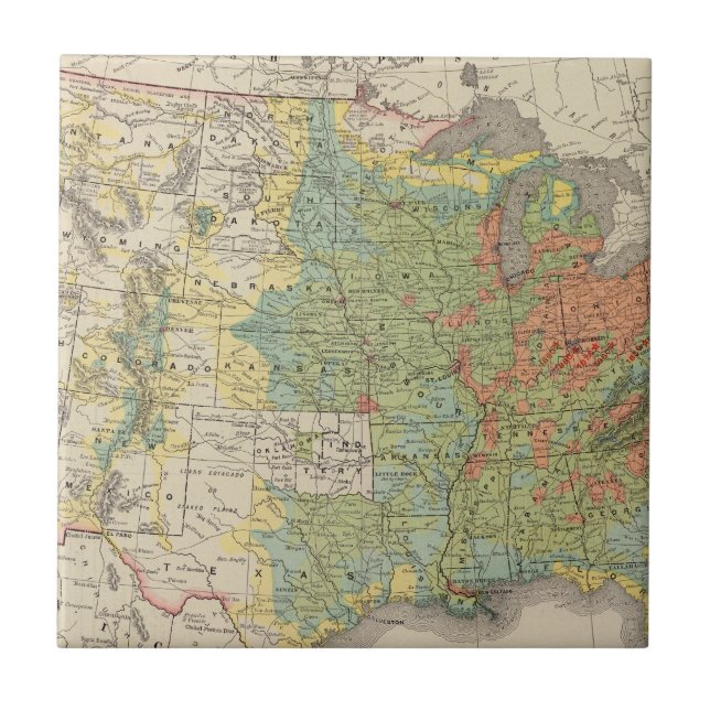 United States Population Density, 1890 Ceramic Tile (Front)