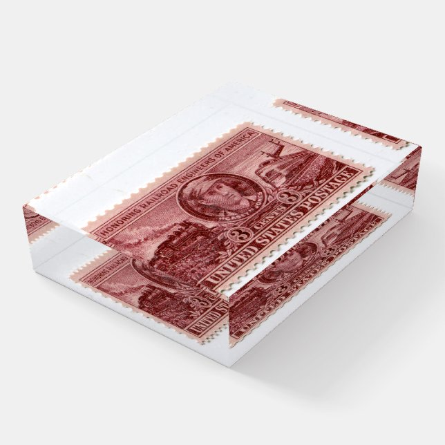 United States Postage Stamp, Railroad Engineers Paperweight (Angled)