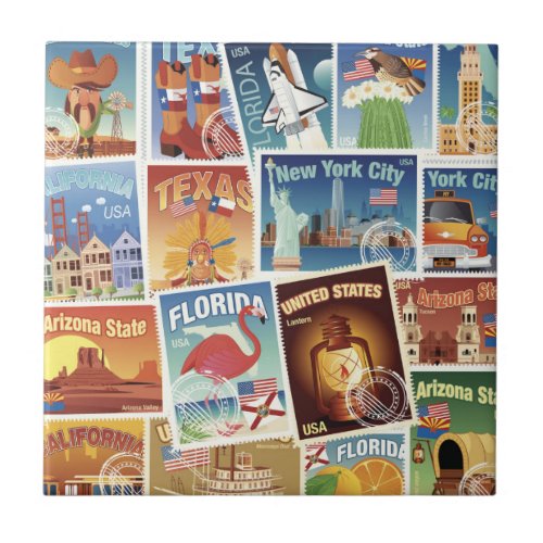 United States Postage Stamps Ceramic Tile