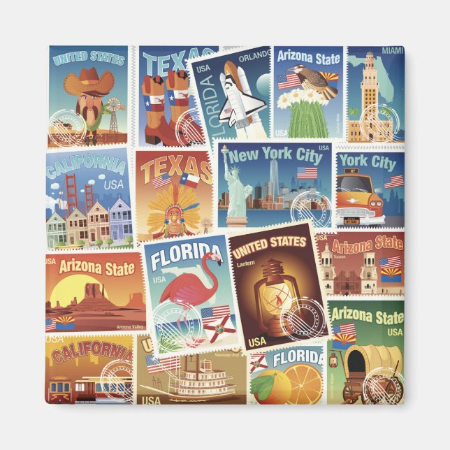 United States Postage Stamps Magnet (Front)
