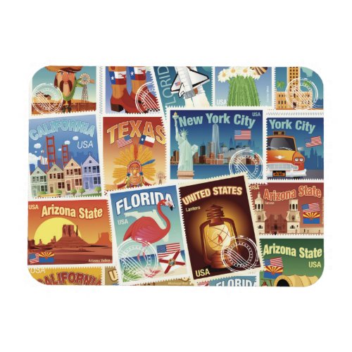 United States Postage Stamps Magnet