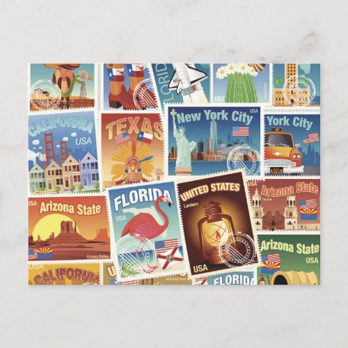 United States Postage Stamps Postcard
