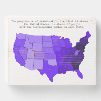 United States Progression of Statehood Map Numbers Wooden Box Sign
