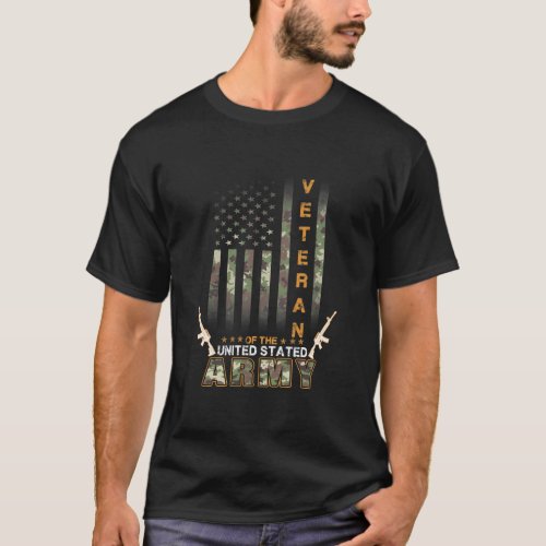 United States Proud Army Veteran American Flag T_Shirt