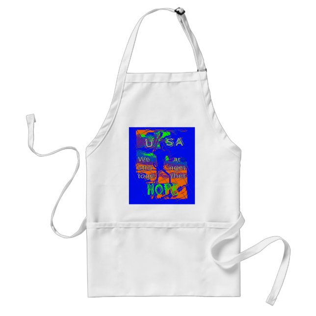 United States Psychedelic Hope: Blue Unity Art Adult Apron (Front)