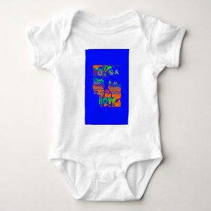 United States Psychedelic Hope: Blue Unity Art Baby Bodysuit
