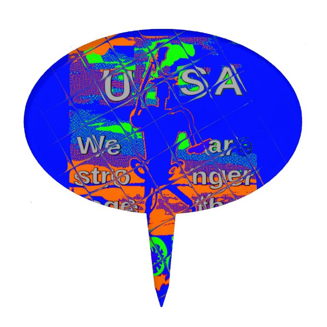 United States Psychedelic Hope: Blue Unity Art Cake Topper (Front)